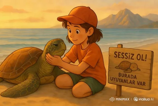 Child and Turtle Bond on a Tranquil Beach – AI Generated Video | Hailuo AI