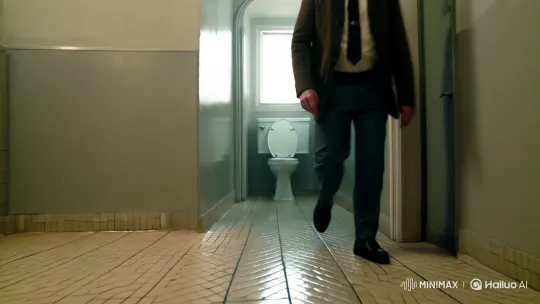 Mystery Unfolds in Restroom with Dramatic Camera Work – AI Generated Video | Hailuo AI