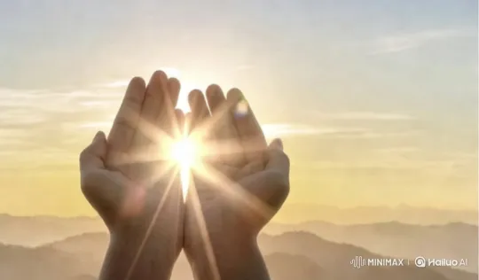 Hands Embracing the Sunlight Over Rolling Hills – AI Generated Video | Hailuo AI