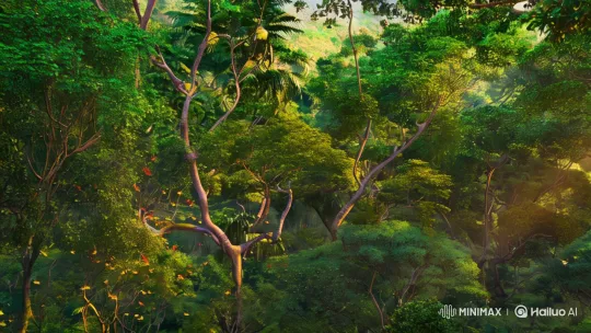 Monkey Bholu Admires a Banana in Sunlit Forest – AI Generated Video | Hailuo AI