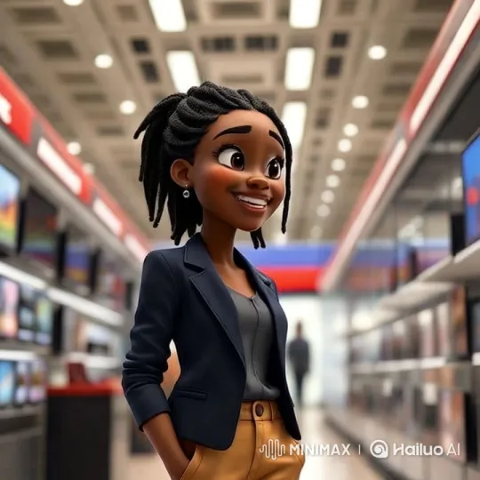 Stylish Woman in Modern Electronics Store – AI Generated Video | Hailuo AI