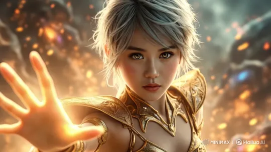 Magical Warrior in Golden Armor: Spellcasting with Power and Style – AI Generated Video | Hailuo AI