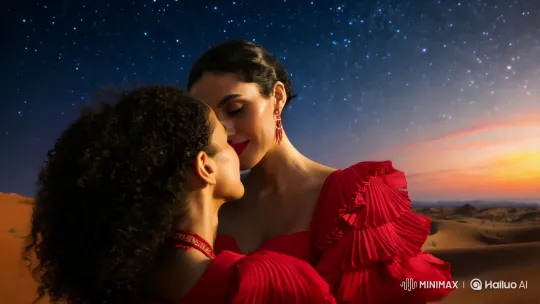 Twilight Embrace: Love Under the Desert Stars – AI Generated Video | Hailuo AI