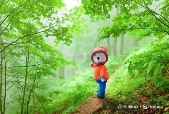 Teddy Bear's Tranquil Journey Through Enchanted Forest – AI Generated Video | Hailuo AI