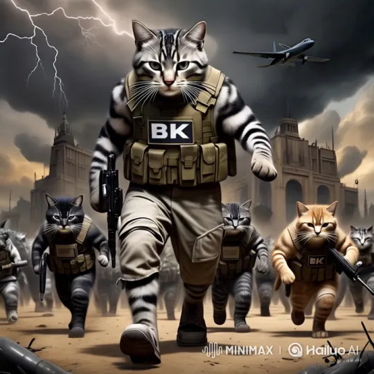 Military Cats Advance in Dramatic Cityscape – AI Generated Video | Hailuo AI