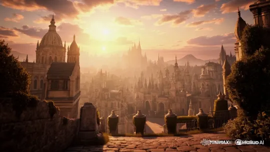 Girl's Serene Stroll Through Ancient City at Sunset – AI Generated Video | Hailuo AI