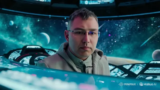 High-Tech Spaceship Control Room with Futuristic Operator – AI Generated Video | Hailuo AI