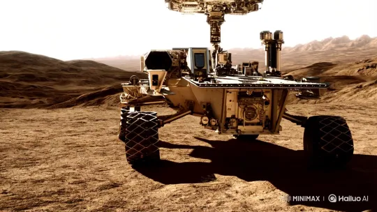 Alien Encounter on Martian Landscape with Rover – AI Generated Video | Hailuo AI