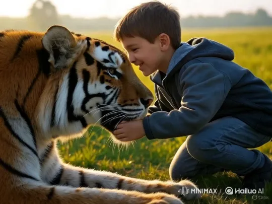 Young Leo and Raka: A Friendship in Golden Sunset Fields – AI Generated Video | Hailuo AI