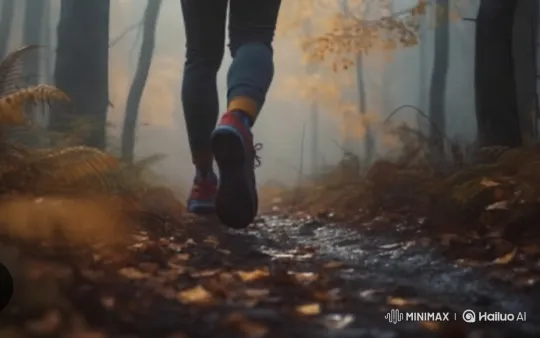 Jogging in Autumn Forest with Tranquil Nature Sounds – AI Generated Video | Hailuo AI