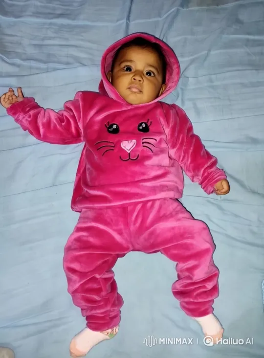 Baby in Vibrant Pink Cat Hoodie and Pants – AI Generated Video | Hailuo AI