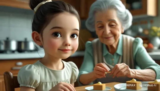 Grandmother and Granddaughter Share Sweet Moments – AI Generated Video | Hailuo AI