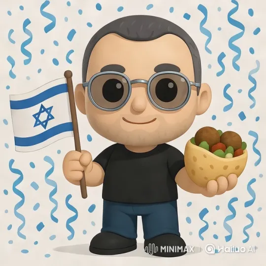 Celebratory Israeli Character Waves Flag with Falafel – AI Generated Video | Hailuo AI