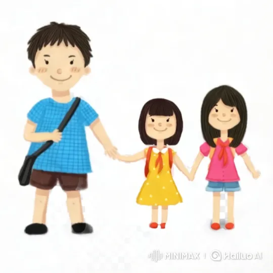 Family Harmony: Father and Daughters' Coordinated Wave – AI Generated Video | Hailuo AI