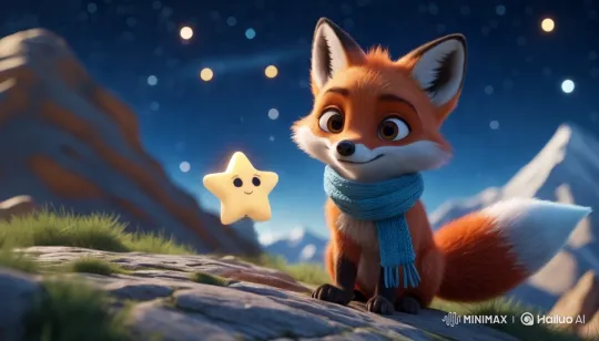 Emotional Farewell: Fox and Star on a Mountain – AI Generated Video | Hailuo AI