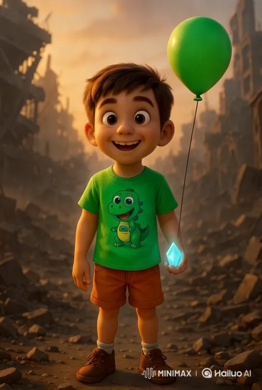 Innocence in Ruins: A Cheerful Boy in a Futuristic Wasteland – AI Generated Video | Hailuo AI