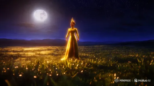 Regal Figure Stands Watch in Starry Night's Embrace – AI Generated Video | Hailuo AI