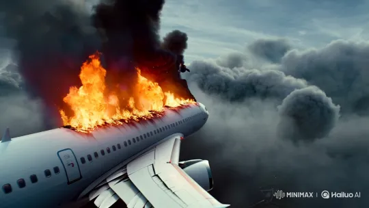 Aircraft Explosion: Mother and Child's Perilous Descent – AI Generated Video | Hailuo AI
