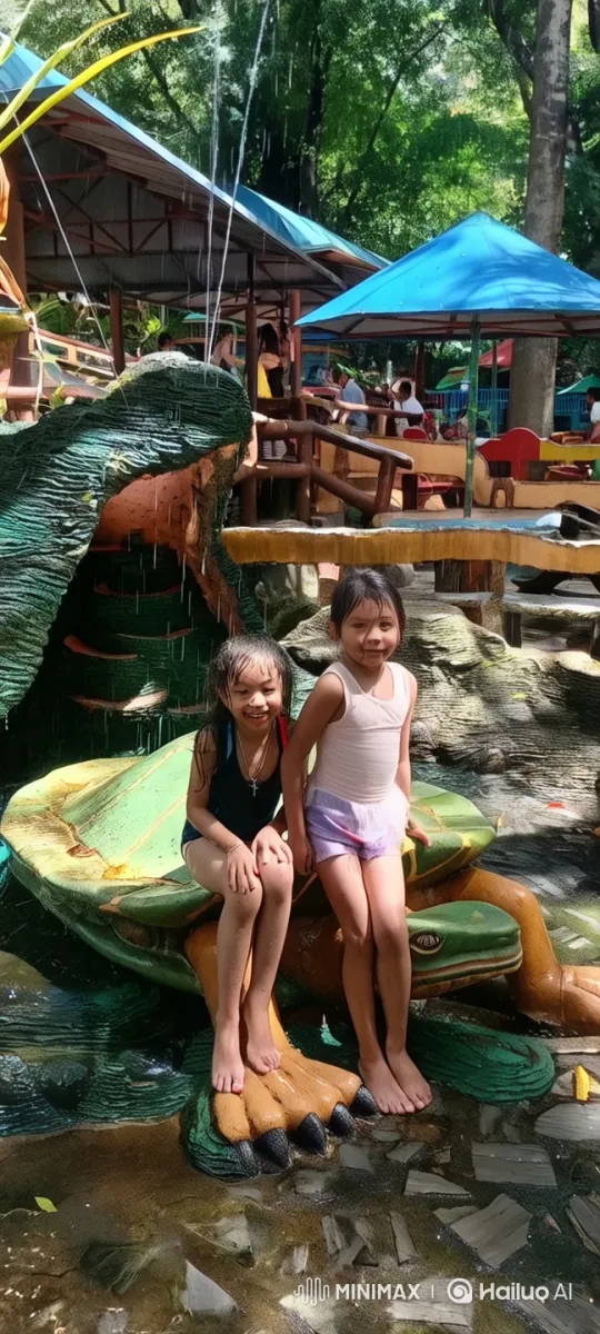 Children Practice Kung Fu on Frog Sculpture at Water Park – AI Generated Video | Hailuo AI
