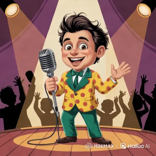 Colorful Performer Engages Audience on Vivid Stage – AI Generated Video | Hailuo AI