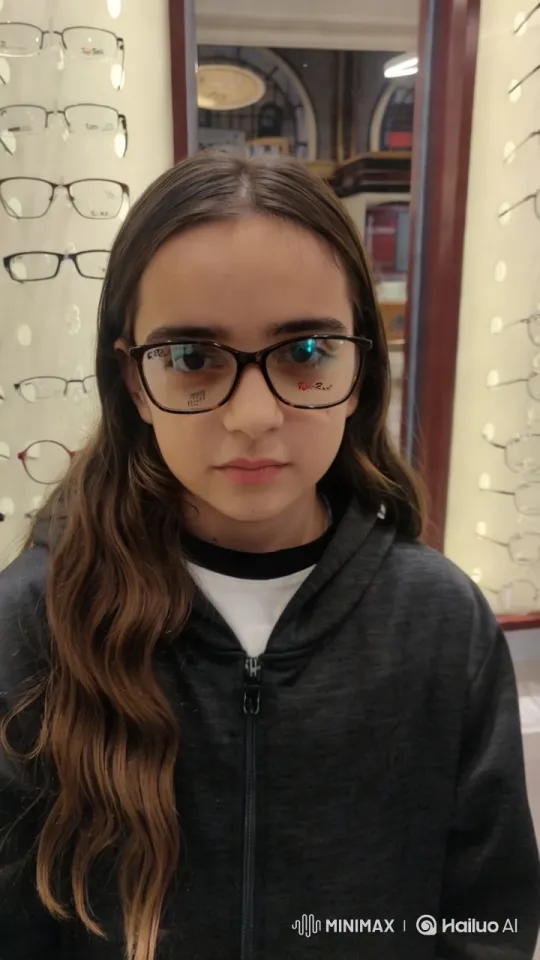 Girl in Elegant Glasses Store with Smooth Camera Work – AI Generated Video | Hailuo AI