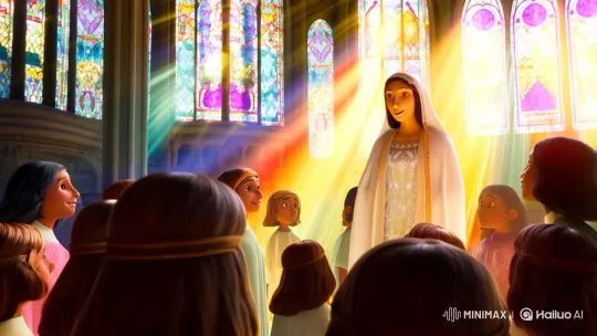 The Virgin Mary in the Temple: A Serene and Majestic Encounter – AI Generated Video | Hailuo AI