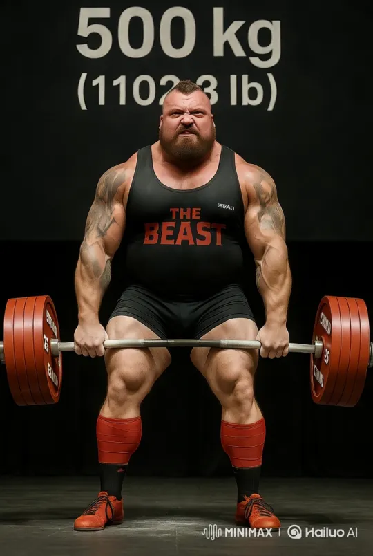 Athlete 'THE BEAST' Lifts 500 kg Barbell – AI Generated Video | Hailuo AI