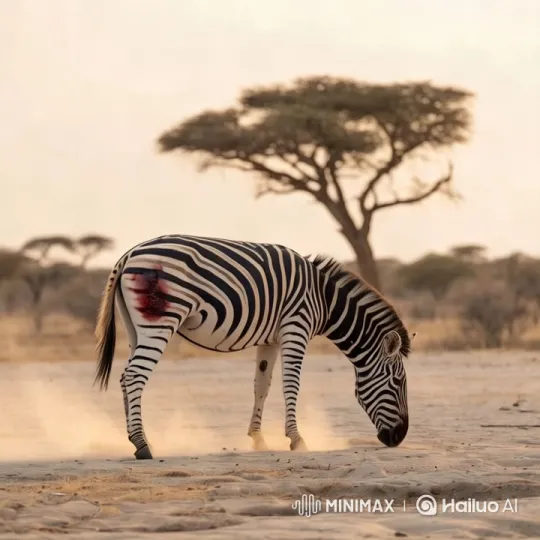 Zebra Rescue and Healing in Arid Landscape – AI Generated Video | Hailuo AI