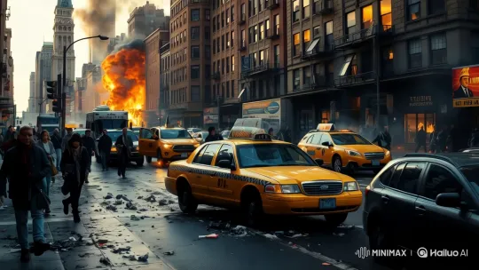 Explosion Chaos: Cinematic Panic Amidst Smoke and Debris – AI Generated Video | Hailuo AI