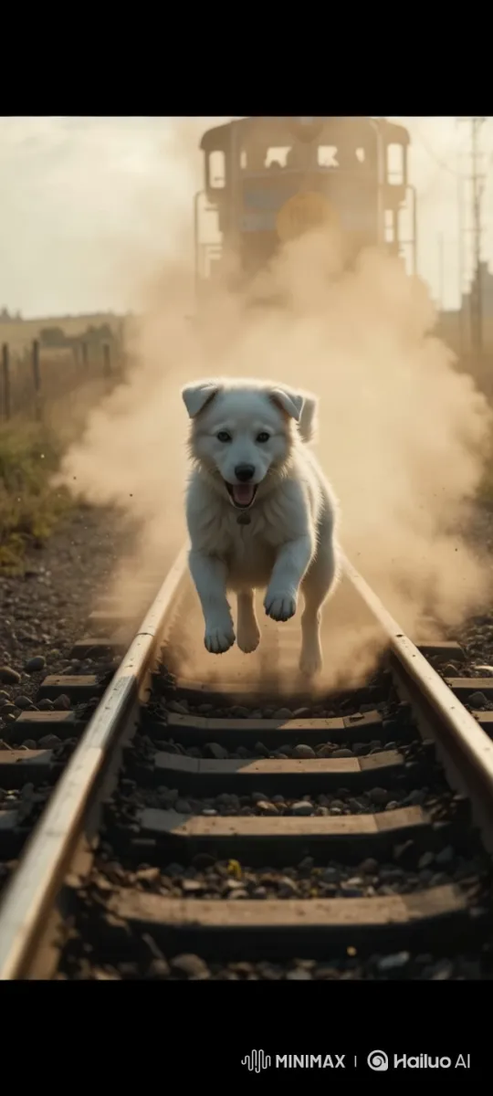 Heroic Puppy Saves Boy from Train in Dramatic Slow-Motion Scene – AI Generated Video | Hailuo AI