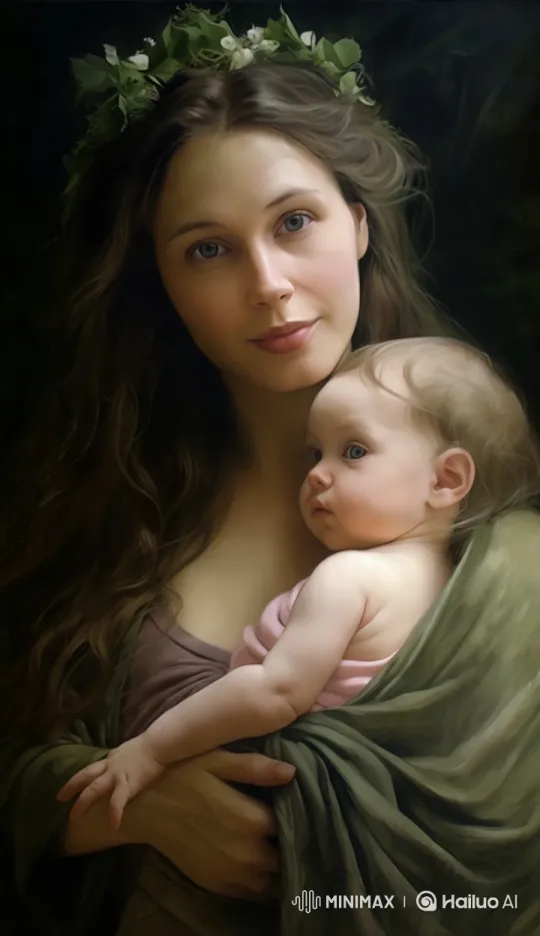 Mother and Child Embrace in Serene Portrait – AI Generated Video | Hailuo AI