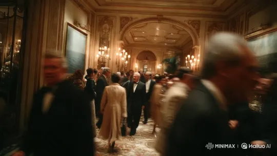 Midnight Masquerade: Elegant Mystery in a Golden Ballroom – AI Generated Video | Hailuo AI