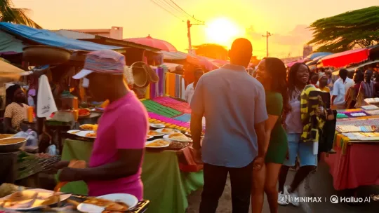 Intimate Moments in Lagos' Bustling Market – AI Generated Video | Hailuo AI