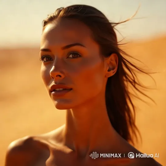 Desert Serenity: Woman's Silhouette Amidst Golden Sands – AI Generated Video | Hailuo AI