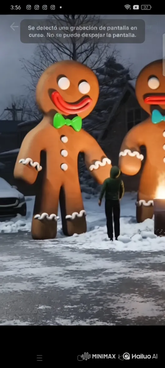 Whimsical Winter Scene with Giant Gingerbread Figures – AI Generated Video | Hailuo AI