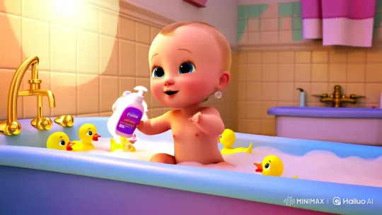 Baby's Joyful Bath-Time Melody – AI Generated Video | Hailuo AI