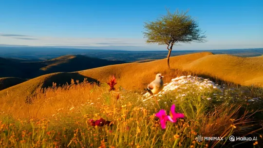 Tranquil Flight: A Journey Through Golden Landscapes – AI Generated Video | Hailuo AI