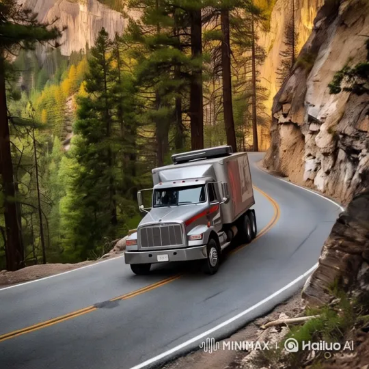 Truck Navigates Dramatic Mountain Scenery – AI Generated Video | Hailuo AI