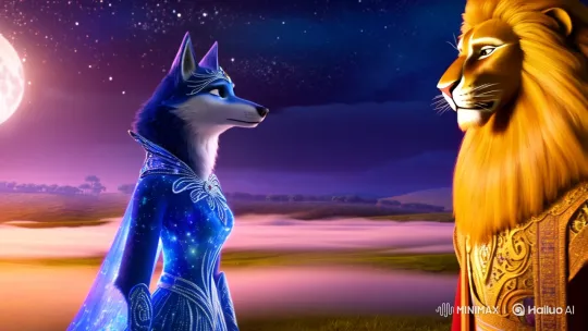 Anthropomorphic Beasts Meet in Mystical Moonlit Landscape – AI Generated Video | Hailuo AI