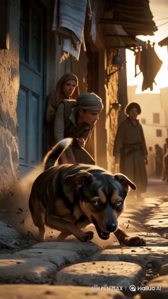 Pursuit of the Dog Through Village Alleys – AI Generated Video | Hailuo AI