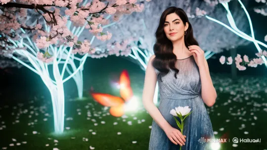 Enchanted Spring Garden: Serene Woman Amidst Blossoms – AI Generated Video | Hailuo AI