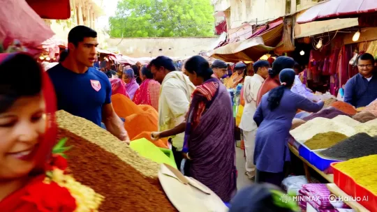 Energetic Market Life in Vibrant Indian Bazaar – AI Generated Video | Hailuo AI