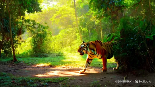 Majestic Tiger in Lush Jungle Setting – AI Generated Video | Hailuo AI