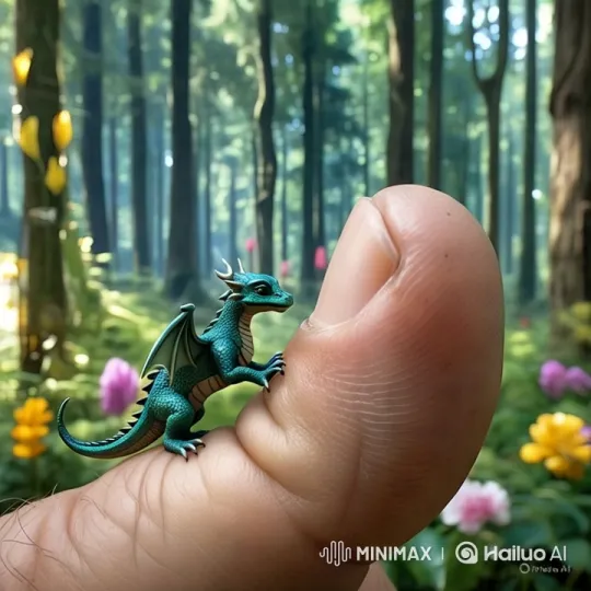 Enchanted Dragon on Thumb in Vibrant Forest – AI Generated Video | Hailuo AI