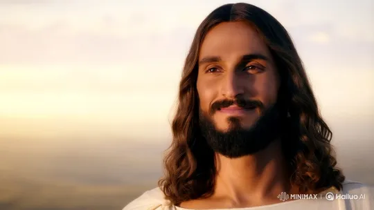 Serene Jesus Delivers Profound Message in Ethereal Landscape – AI Generated Video | Hailuo AI