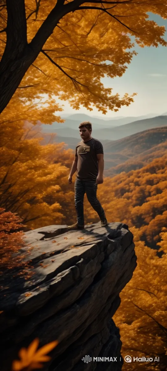 Man and Tiger Coexist Peacefully in Autumn Scene – AI Generated Video | Hailuo AI