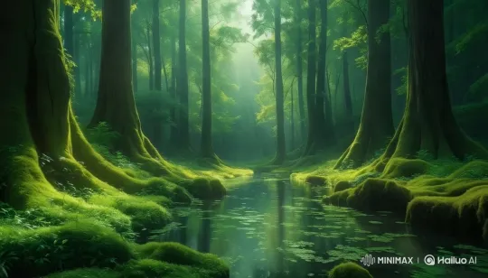 Majestic Forest Stream: A Tranquil Green Oasis – AI Generated Video | Hailuo AI