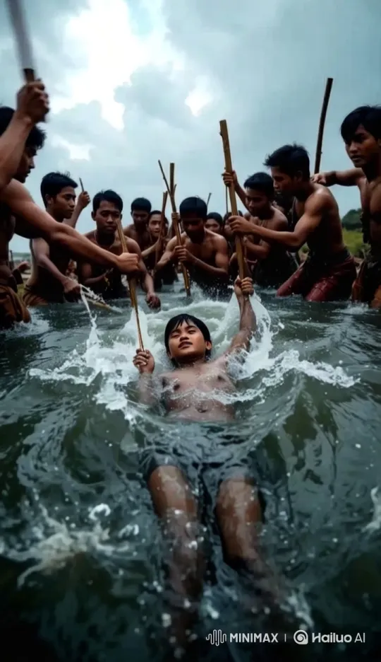 Young Men Engaged in Energetic River Activity – AI Generated Video | Hailuo AI
