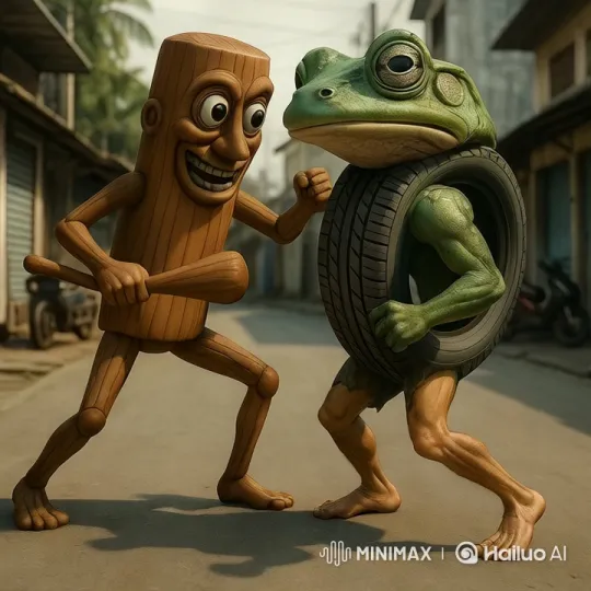 UFO Abducts Wooden Figure and Frog in Quaint Street – AI Generated Video | Hailuo AI