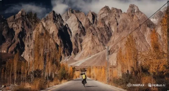 Cyclist's Journey Through Autumnal Mountainscape – AI Generated Video | Hailuo AI